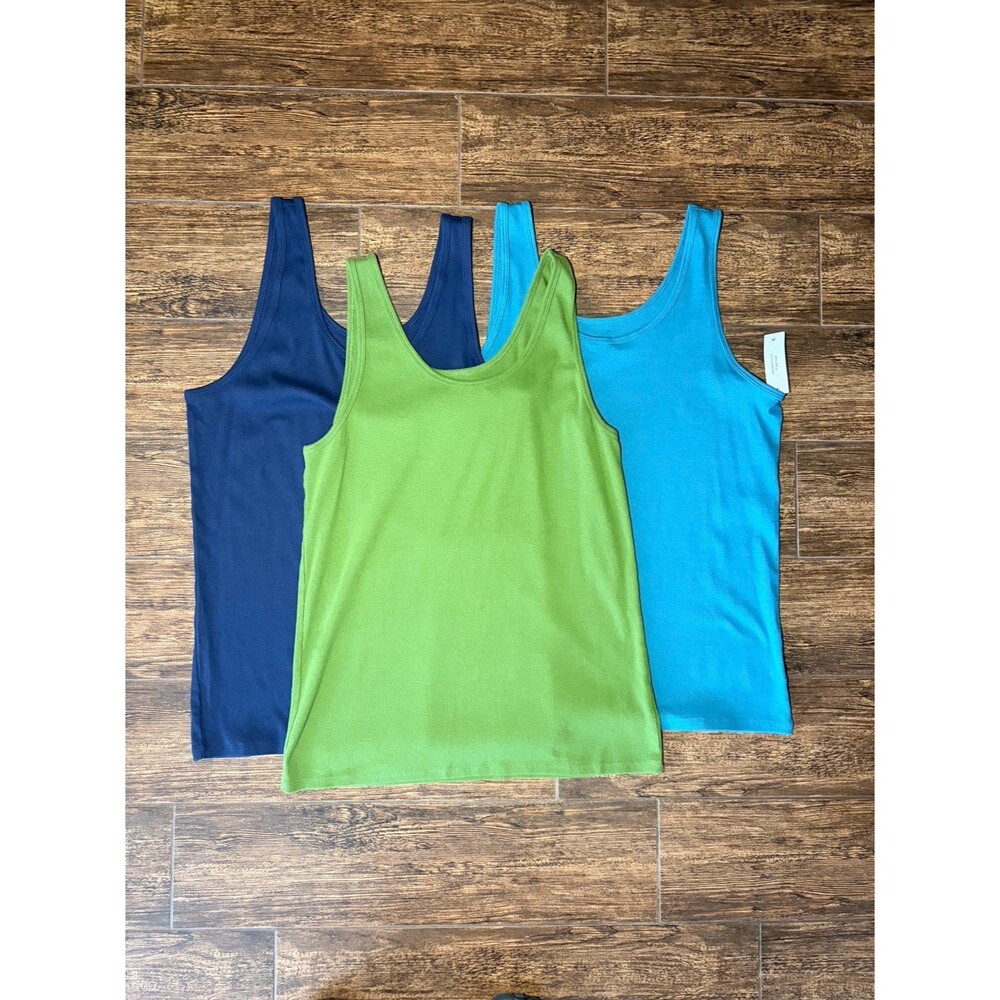 Time and Tru Ribbed Tank Top Bundle — Navy, Green & Blue XXXL